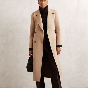 Reiss Rene Double-Breasted Blindseam Coat Wool-Blend in Neutral